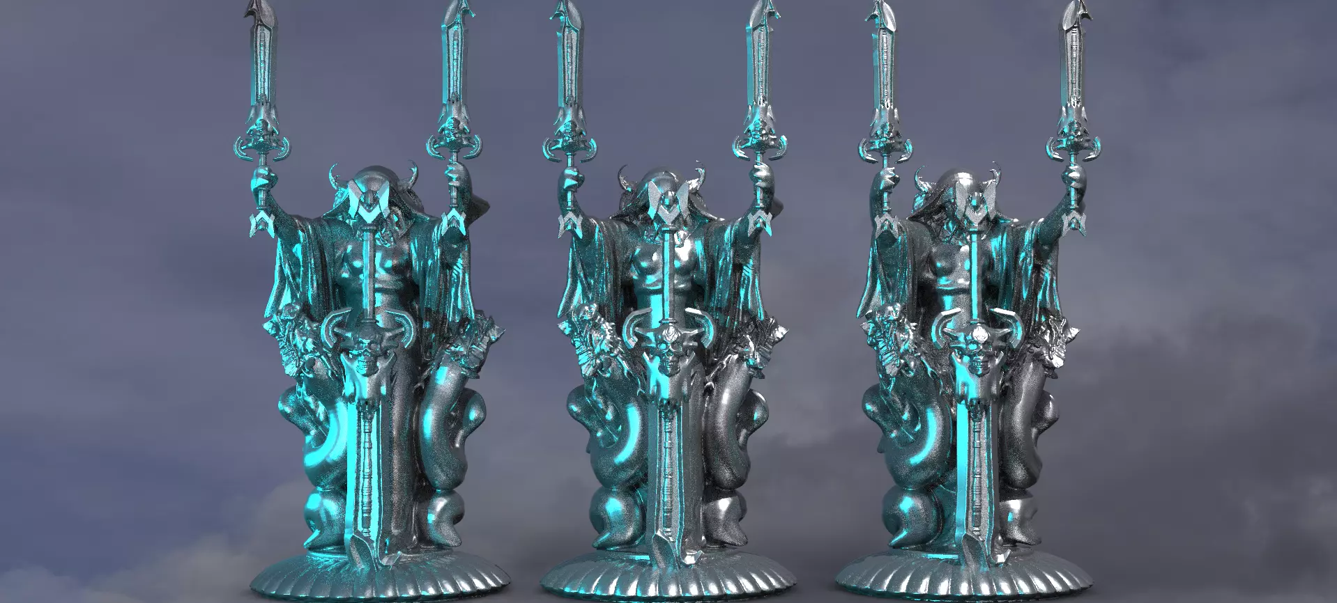 Halloween Reaper Swords Raised  3D model_0