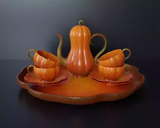 Halloween gift tea set 2 3D model