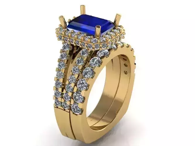Blue stone Twisted Diamond ring 2145 3D print model
