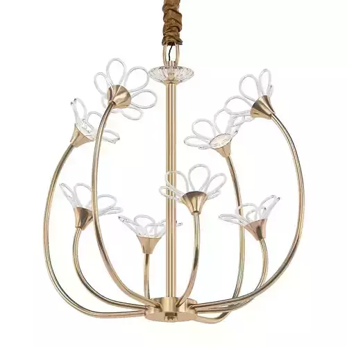 DOMINICA brass chandelier with clear glass flowers
