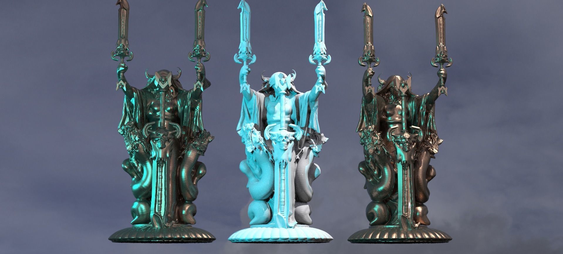 Halloween Reaper with Claymore Sculpture 5 3D model_1