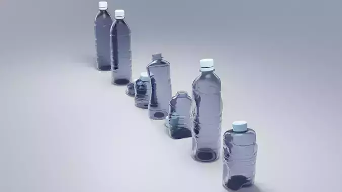 Bottles plastic in row