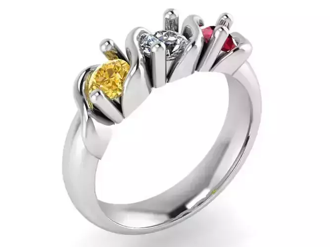 Colorful 3-Stone Diamond ring 2148 3D print model