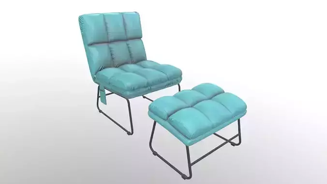 Armless Chair and Ottoman 3D model