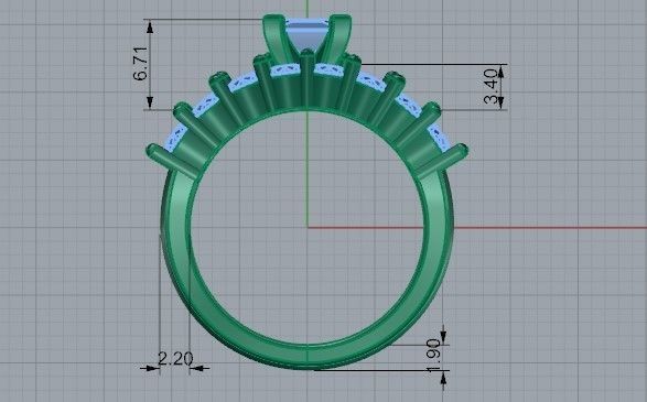 3-Row Diamond ring with small stones 2149 3D print model 3D print model_6