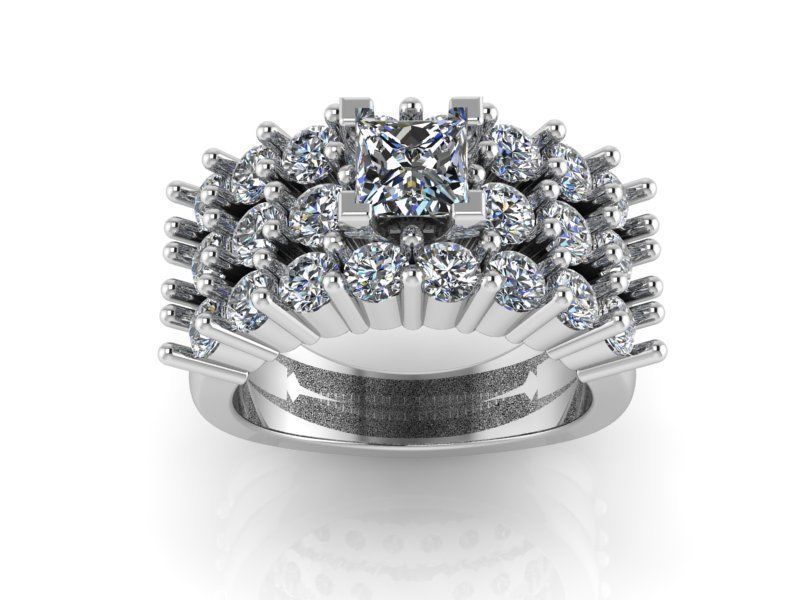 3-Row Diamond ring with small stones 2149 3D print model 3D print model_2