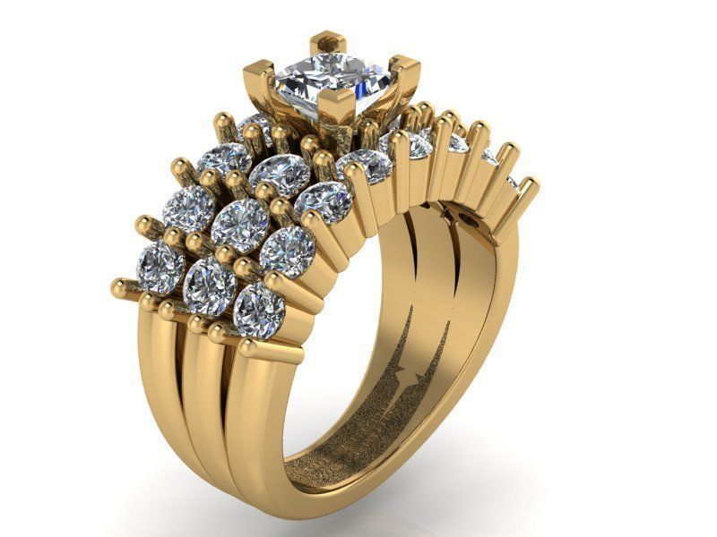 3-Row Diamond ring with small stones 2149 3D print model 3D print model_1