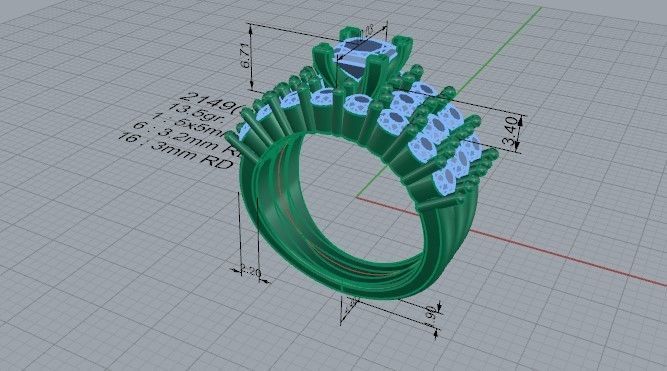 3-Row Diamond ring with small stones 2149 3D print model 3D print model_5