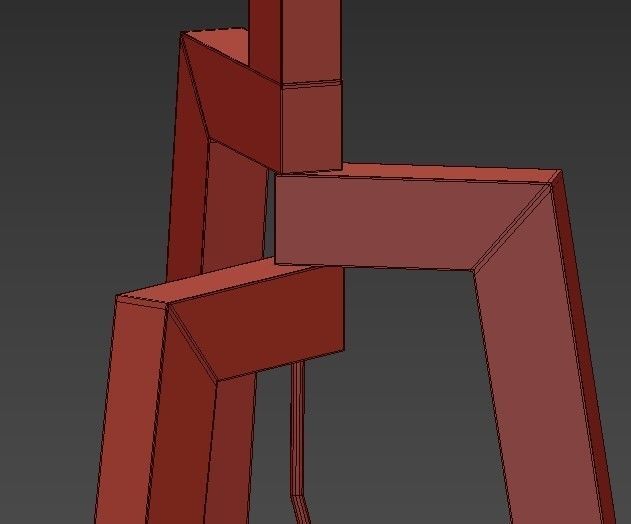 Stilt table lamp with wooden legs and shade 3D model_3