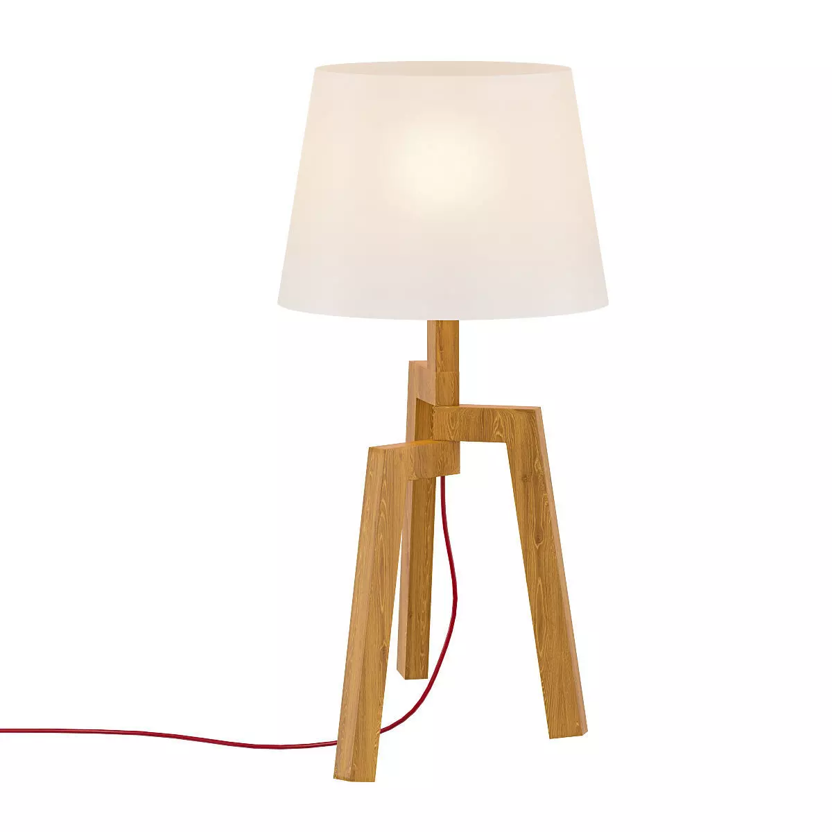 Stilt table lamp with wooden legs and shade 3D model_0