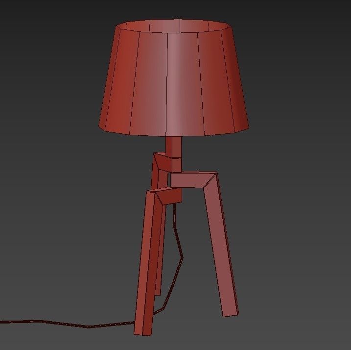 Stilt table lamp with wooden legs and shade 3D model_1