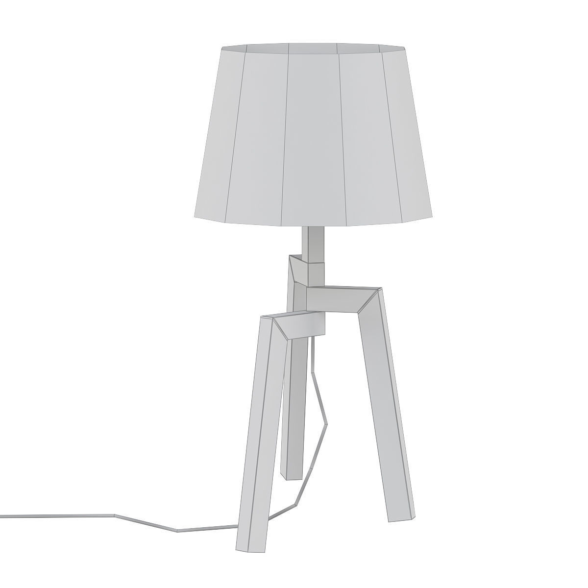 Stilt table lamp with wooden legs and shade 3D model_4