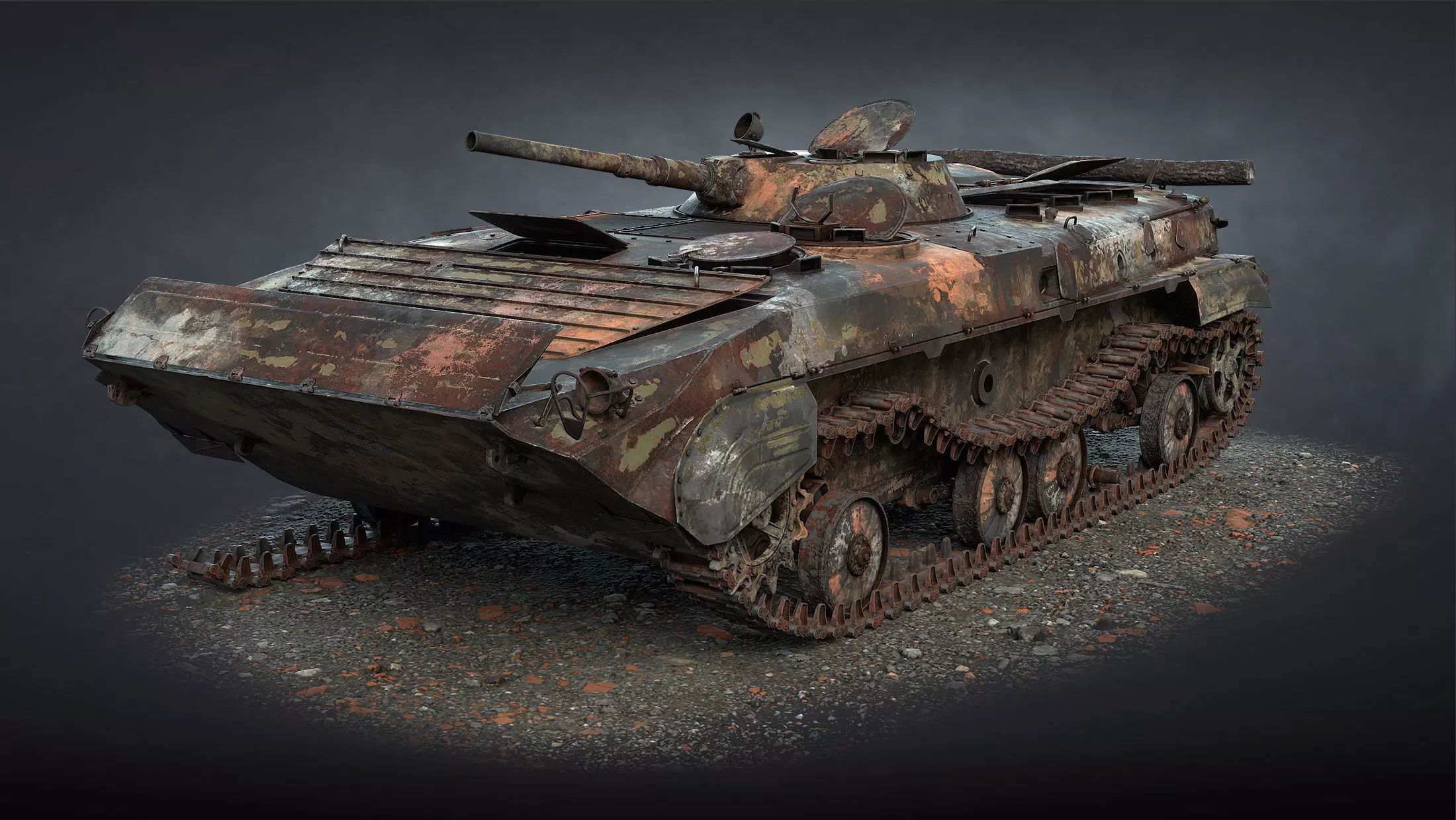 BMP-1 IFV Destroyed Game Ready Low-poly 3D model_0