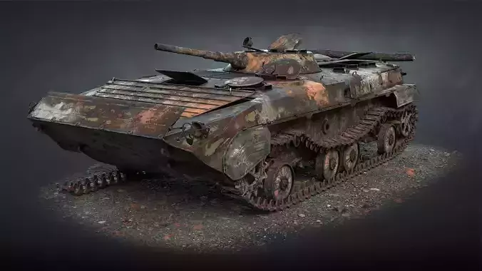 BMP-1 IFV Destroyed Game Ready Low-poly 3D model