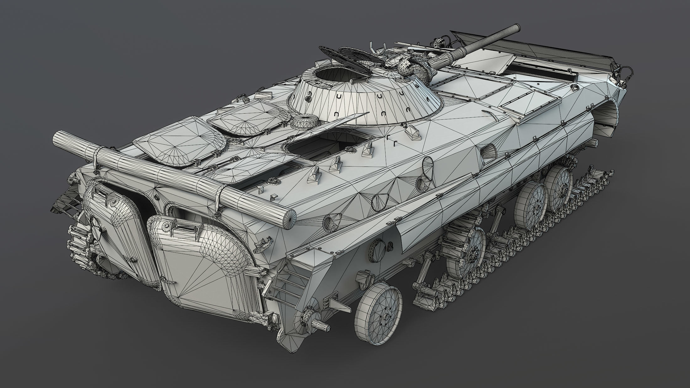 BMP-1 IFV Destroyed Game Ready Low-poly 3D model_13