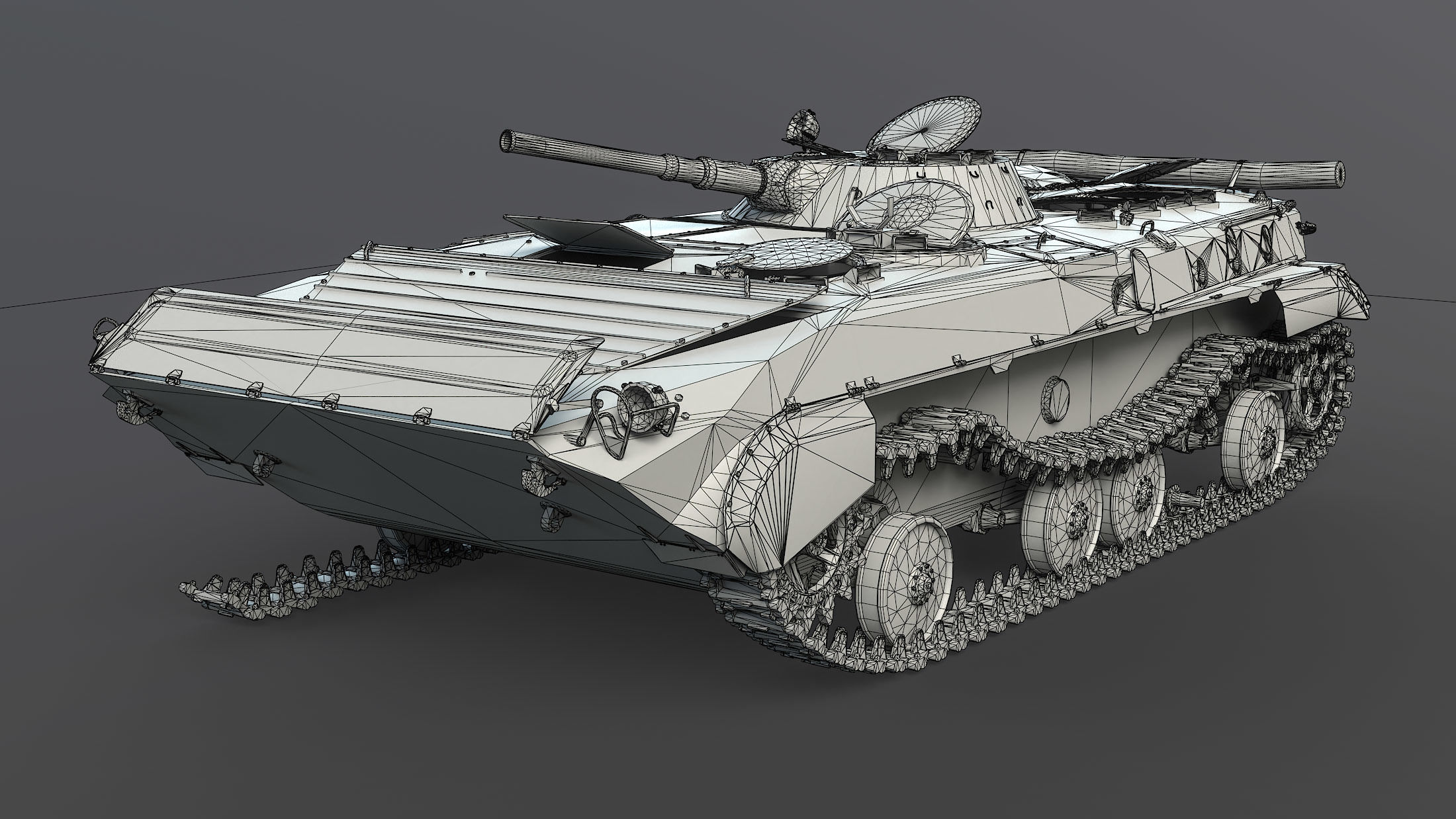 BMP-1 IFV Destroyed Game Ready Low-poly 3D model_12