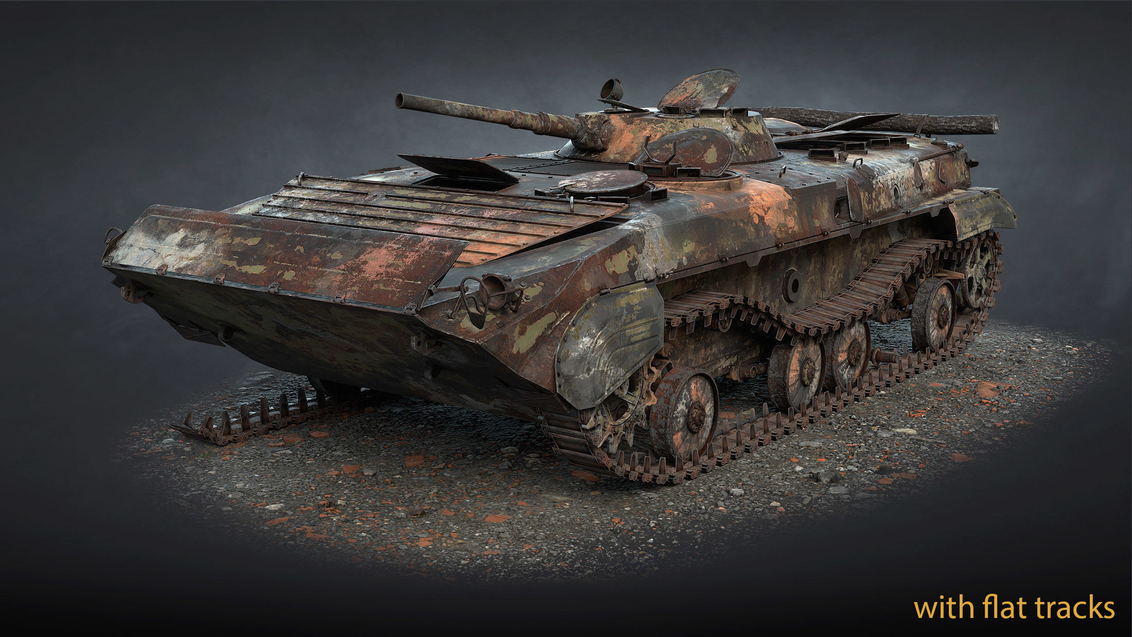 BMP-1 IFV Destroyed Game Ready Low-poly 3D model_14