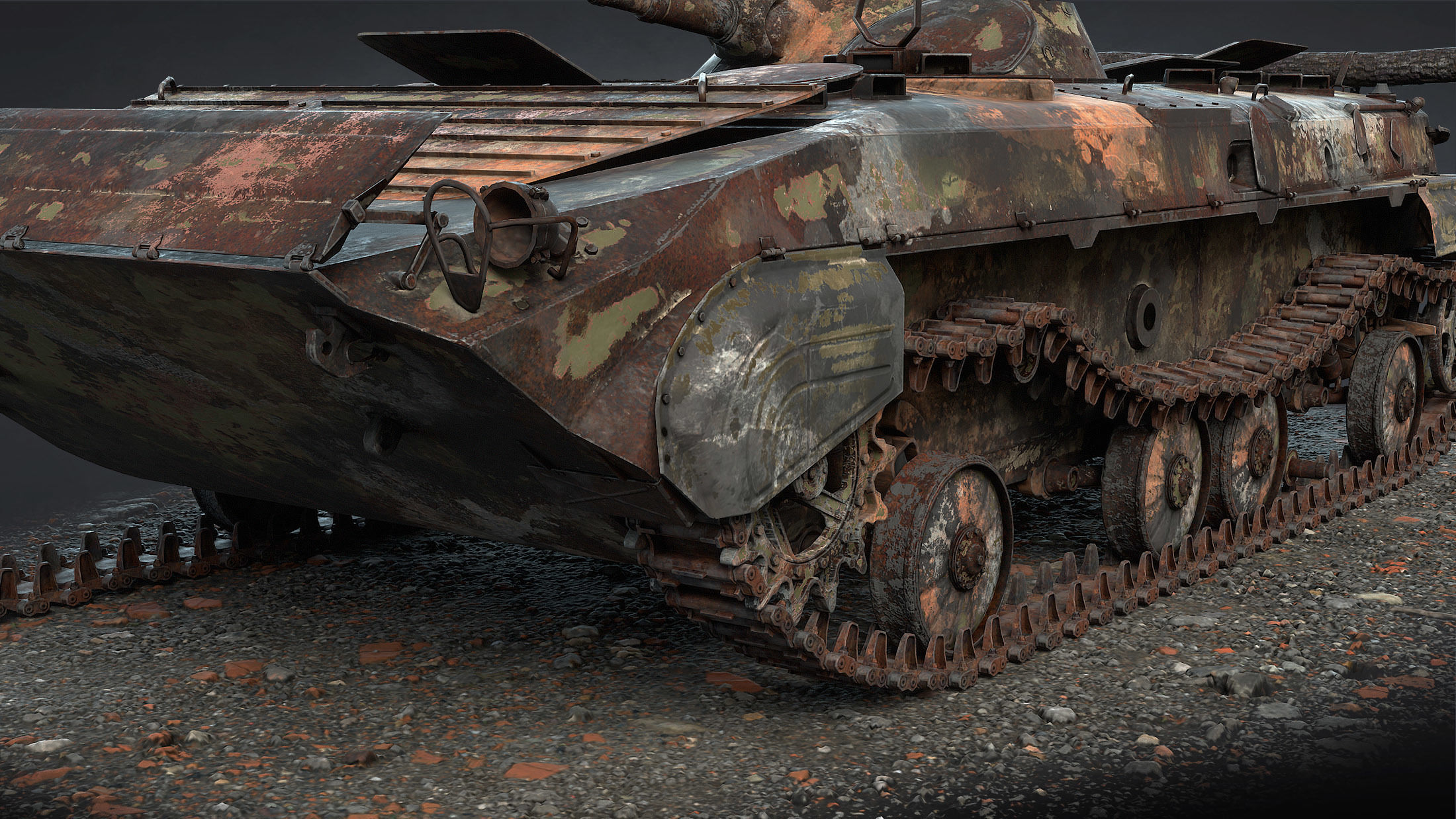 BMP-1 IFV Destroyed Game Ready Low-poly 3D model_9