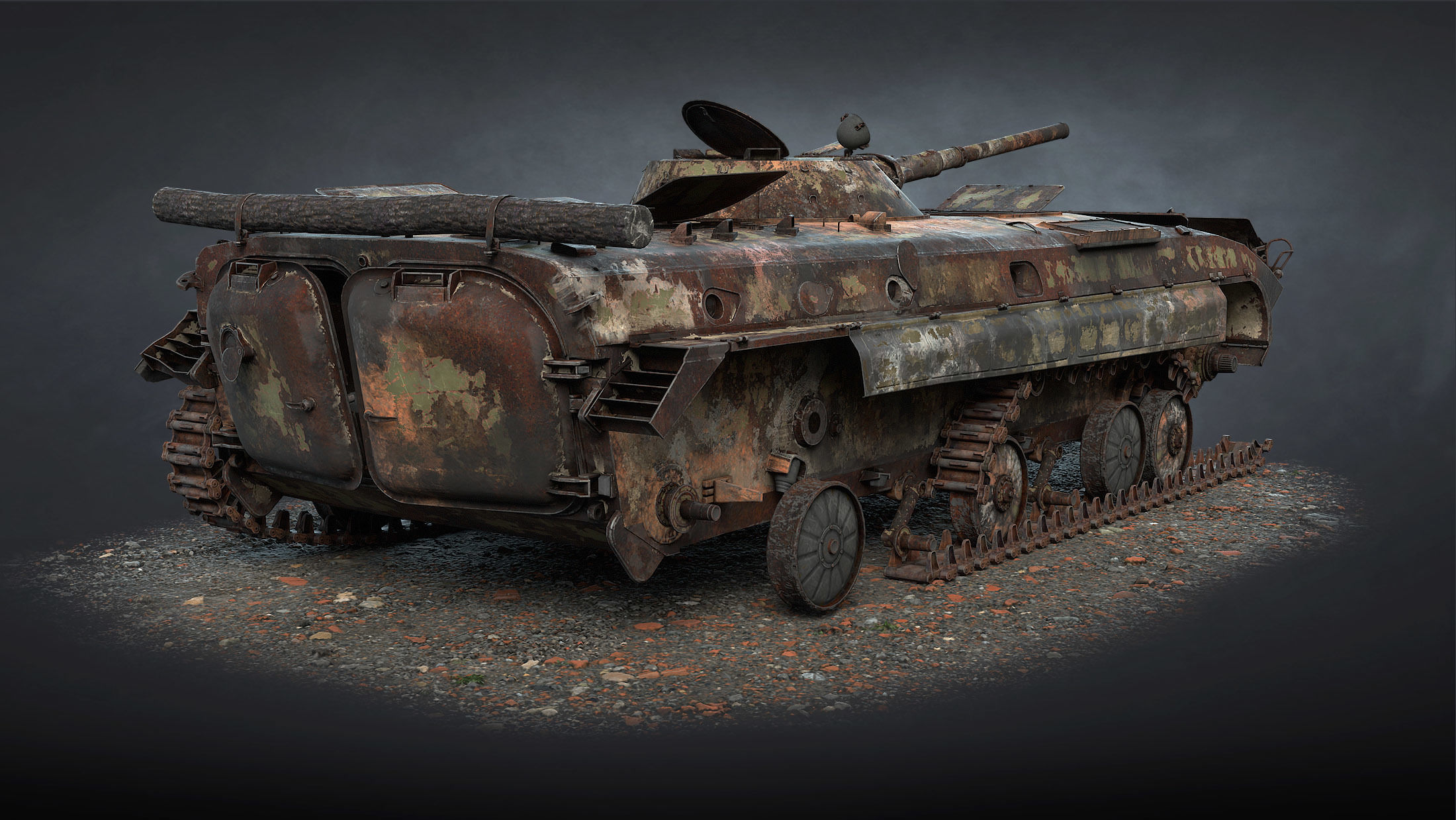 BMP-1 IFV Destroyed Game Ready Low-poly 3D model_5