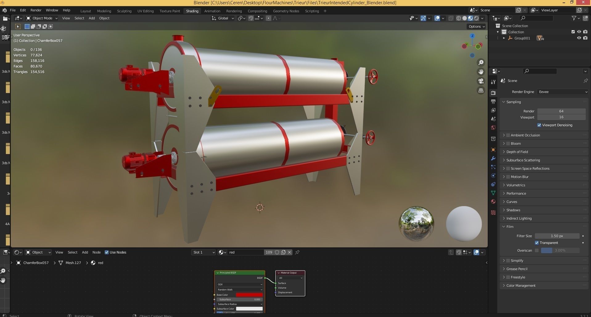Trieur Intended Cylinder - Wheat Grain Flour Milling Machine 3D model_11