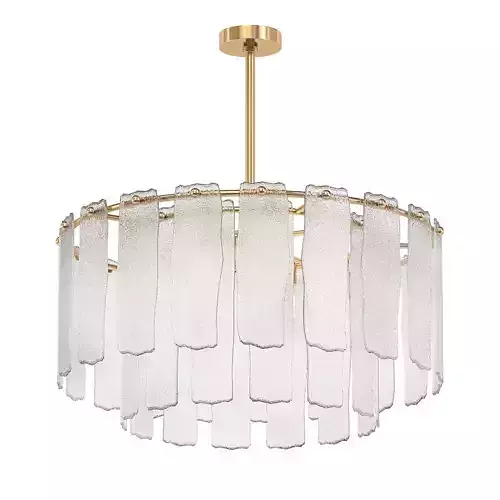 Mugler chandelier with clear glass shades and gold finish