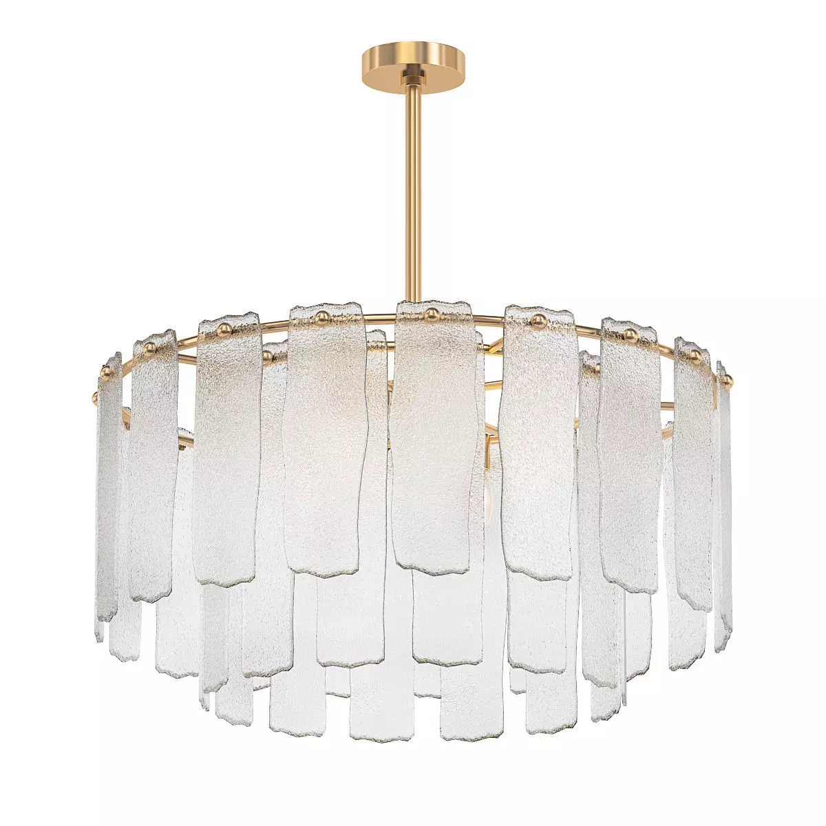 Mugler chandelier with clear glass shades and gold finish 3D model