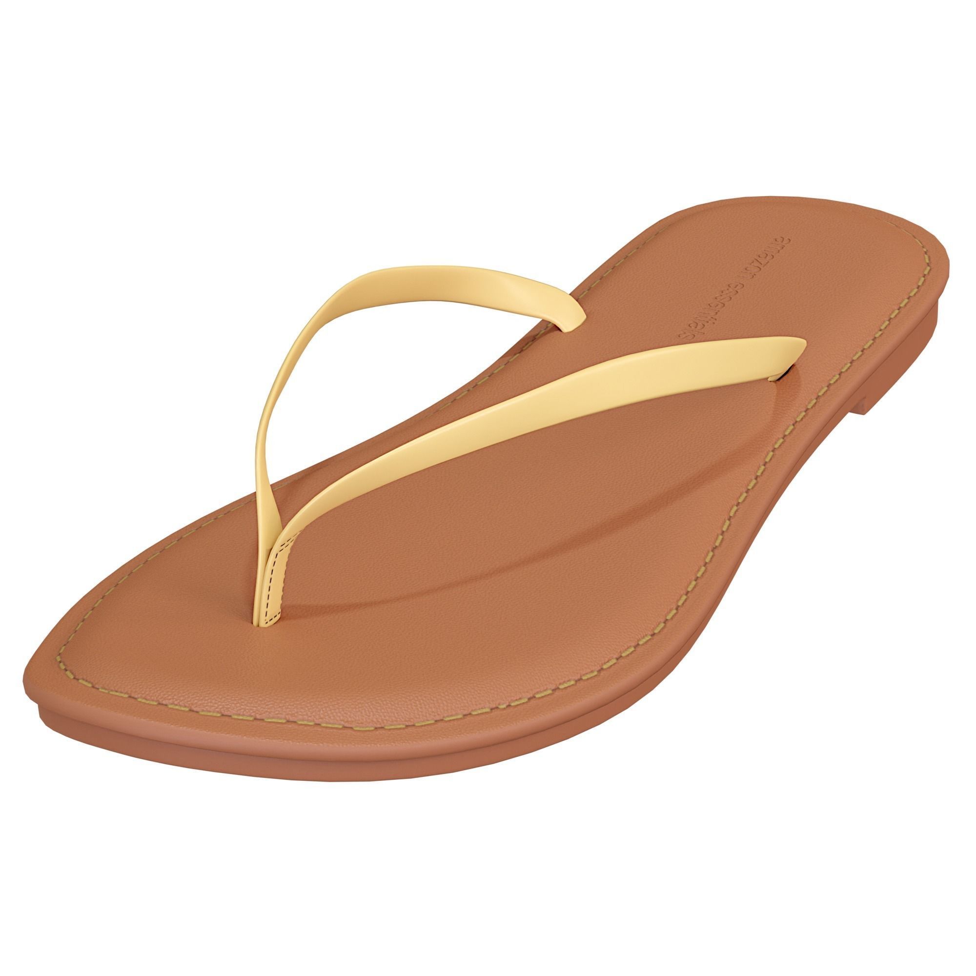 Sandal tan leather flip flops Low-poly 3D model_1