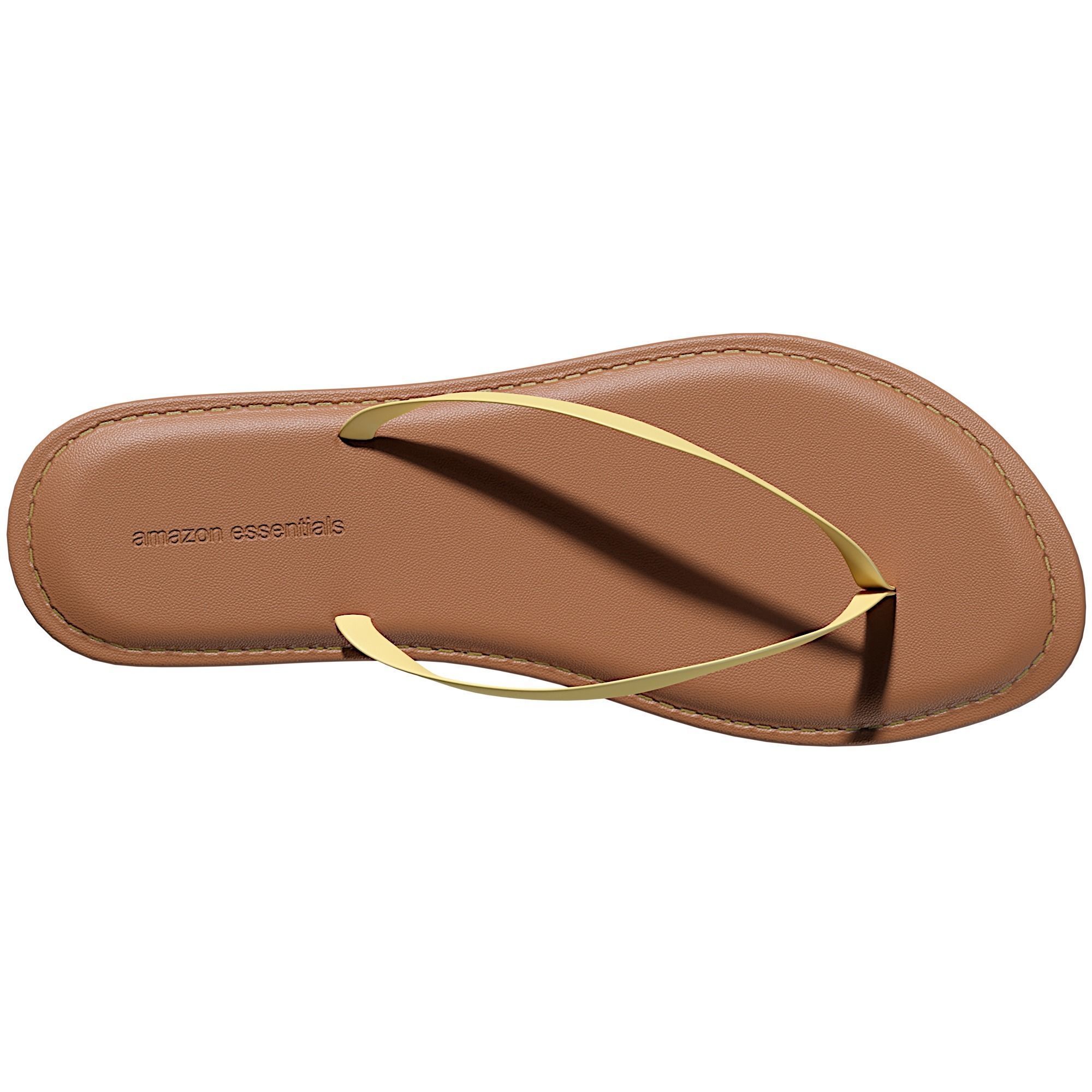 Sandal tan leather flip flops Low-poly 3D model_2