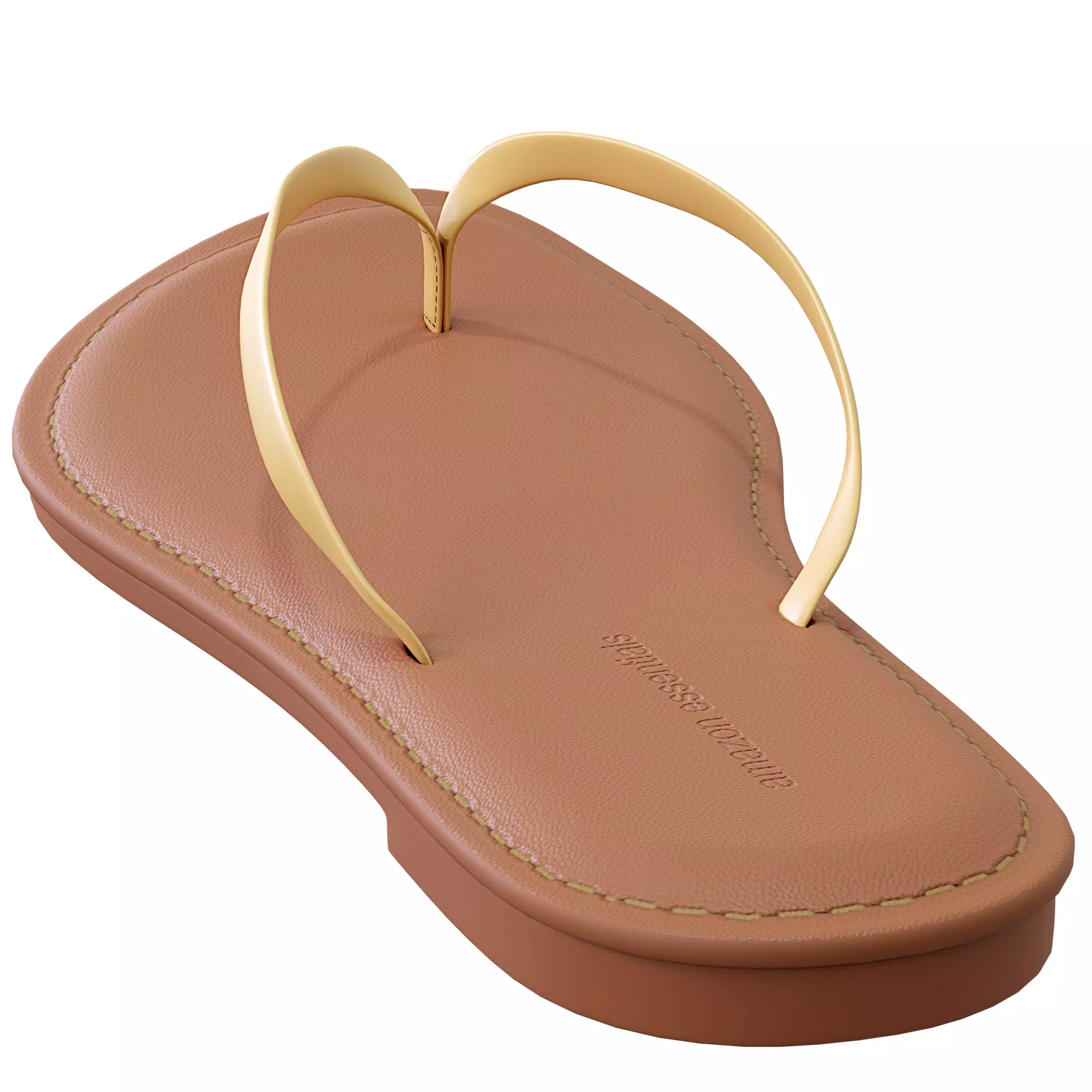 Sandal tan leather flip flops Low-poly 3D model_0