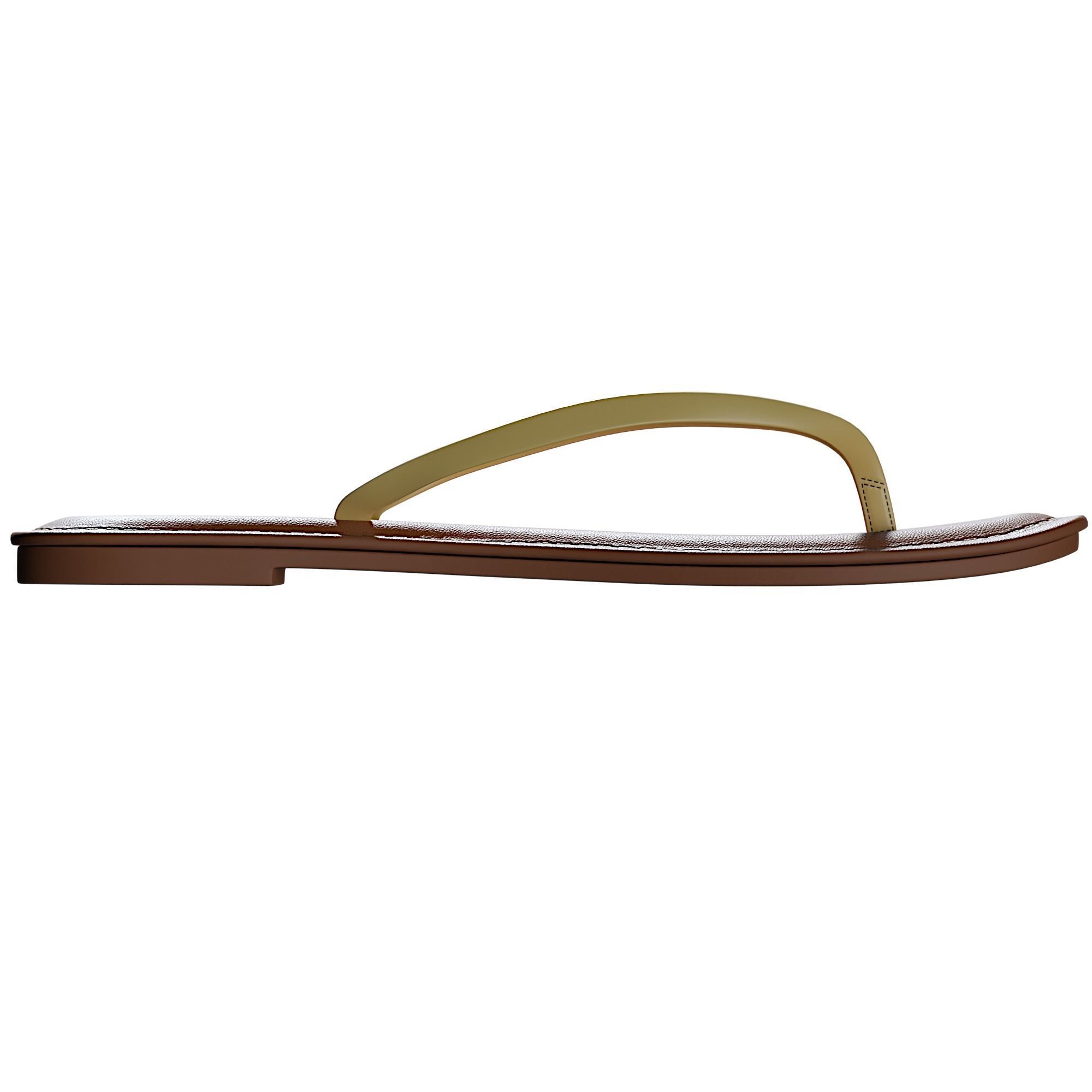 Sandal tan leather flip flops Low-poly 3D model_3