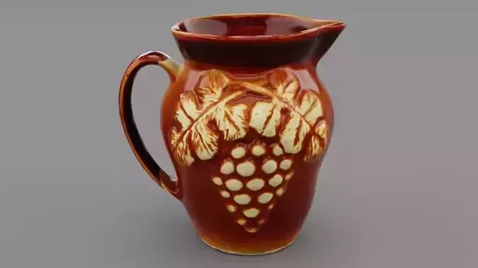 Ethnic clay pot 02 Low-poly 3D model