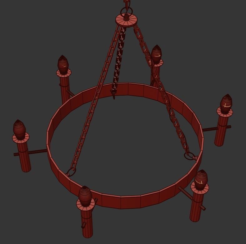 Finland gold chandelier with six candle lights 3D model_2