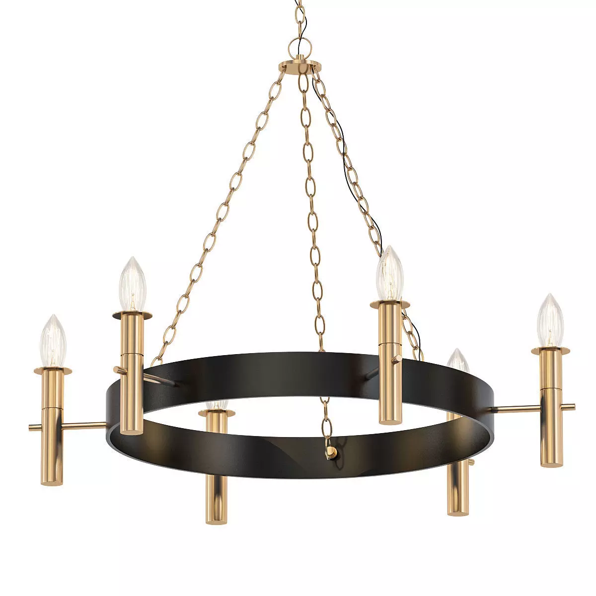 Finland gold chandelier with six candle lights 3D model_0