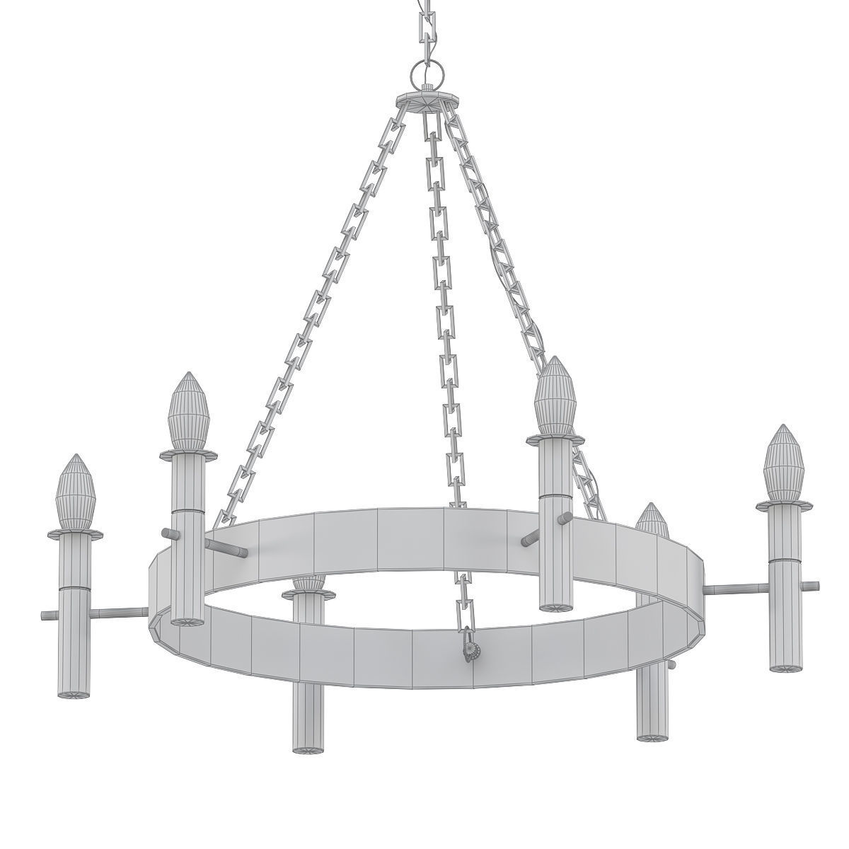 Finland gold chandelier with six candle lights 3D model_4
