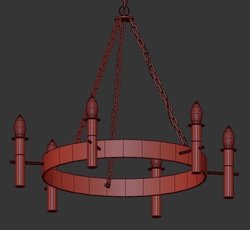 Finland gold chandelier with six candle lights 3D model_1