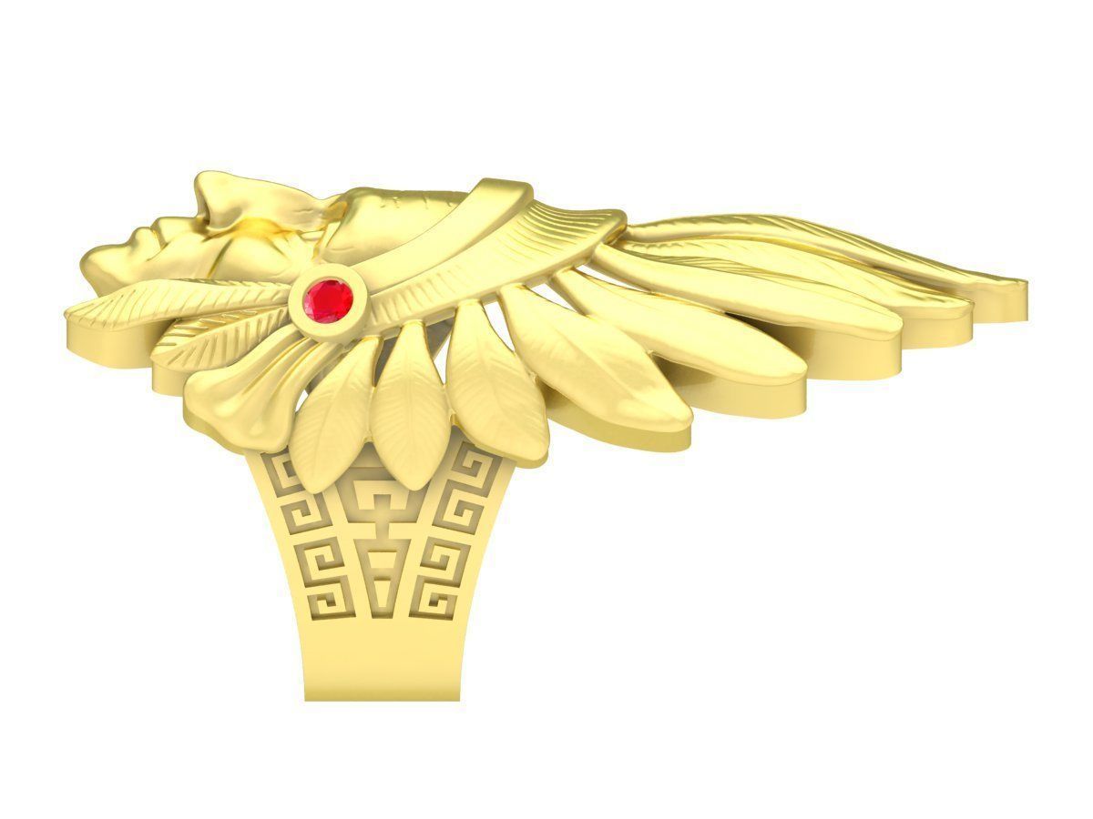 Native American Chief Head Ring 3D Jewelry Model 3908 3D print model_2