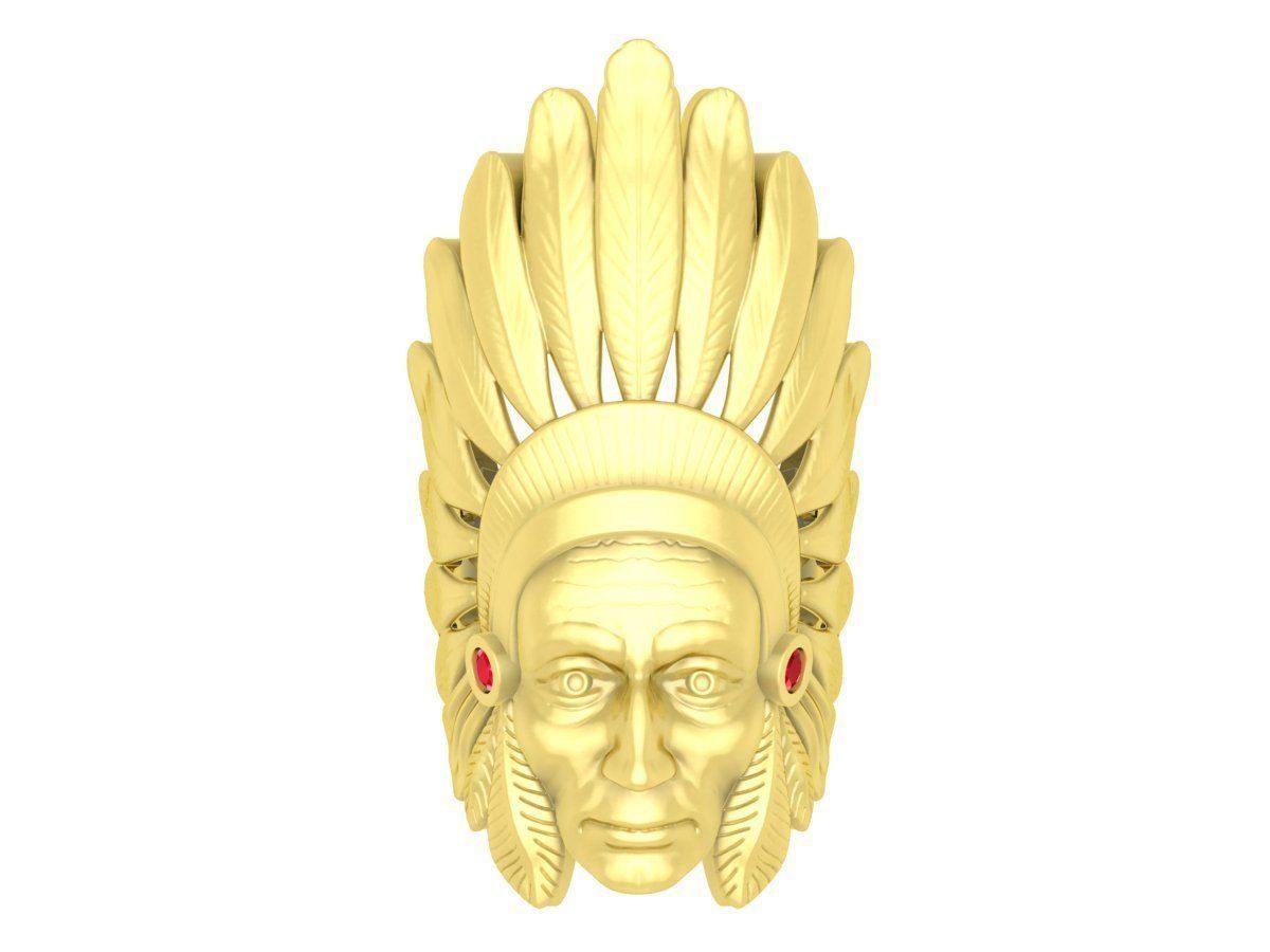 Native American Chief Head Ring 3D Jewelry Model 3908 3D print model_7