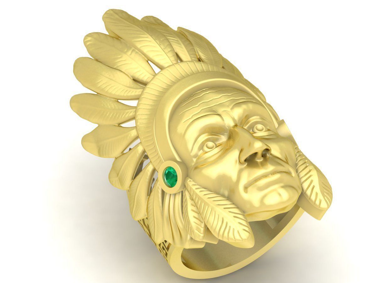 Native American Chief Head Ring 3D Jewelry Model 3908 3D print model_8