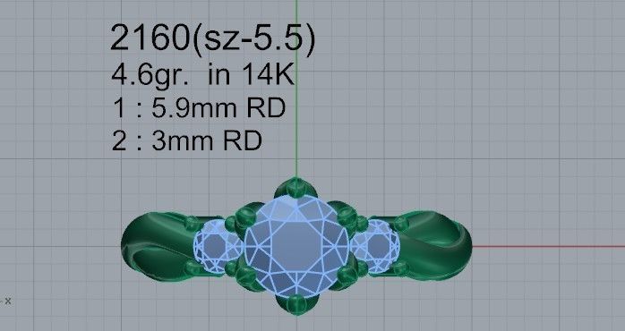 3-Stone Princess ring 2160 3D print model 3D print model_4