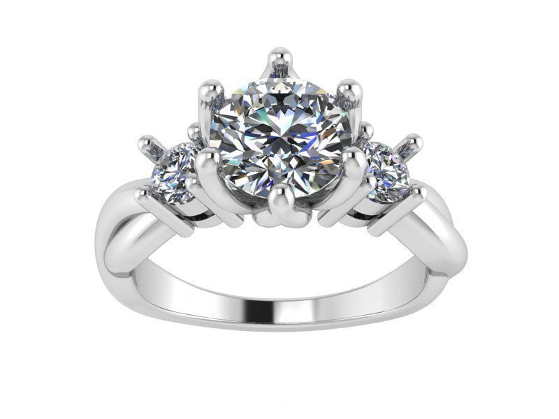 3-Stone Princess ring 2160 3D print model 3D print model_2