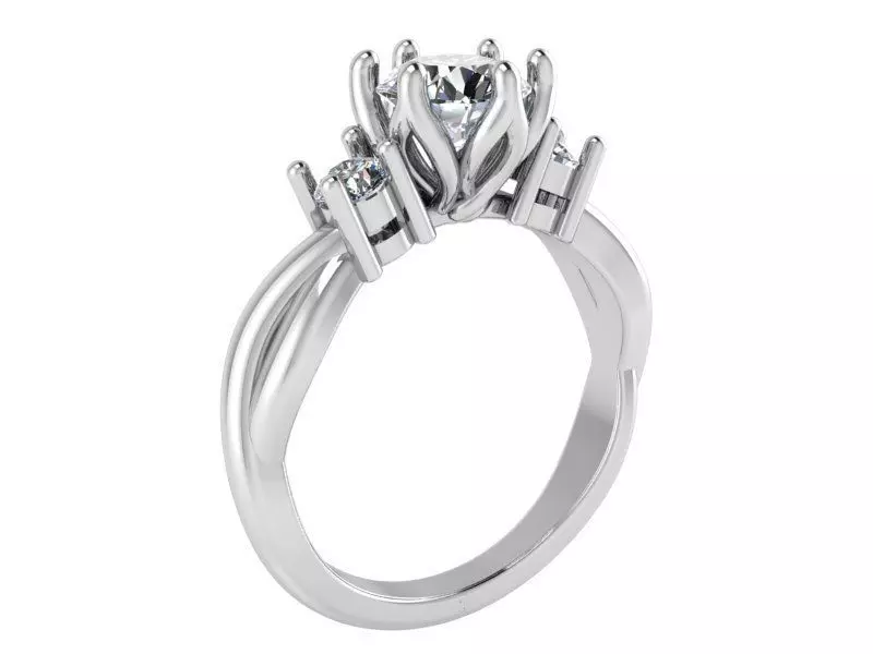 3-Stone Princess ring 2160 3D print model 3D print model_0
