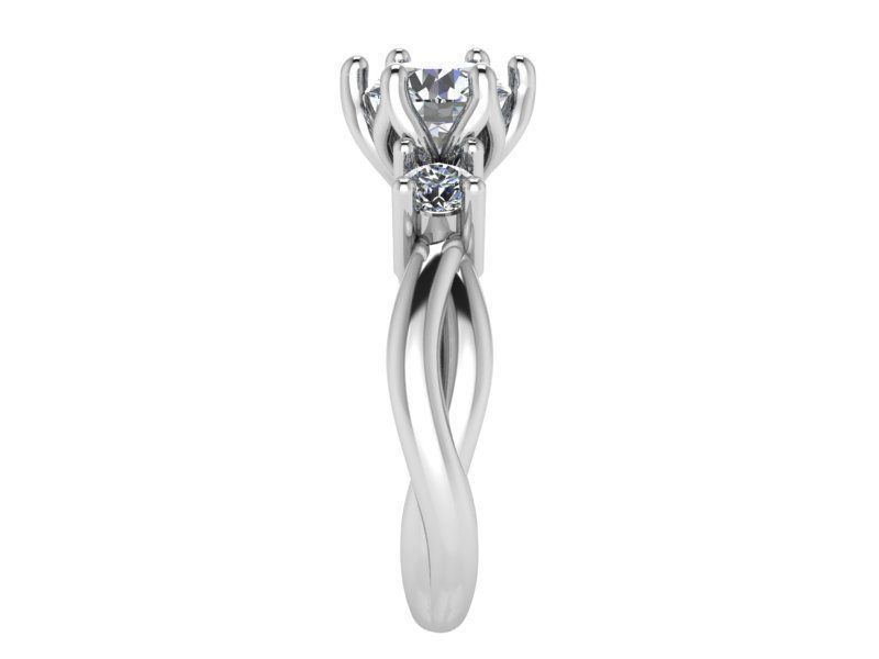 3-Stone Princess ring 2160 3D print model 3D print model_3