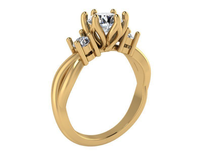 3-Stone Princess ring 2160 3D print model 3D print model_1
