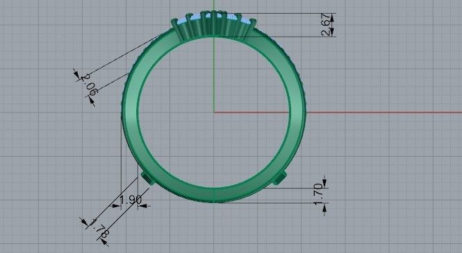 Crown Diamond ring 2170 3D print model 3D print model_6