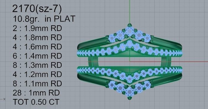 Crown Diamond ring 2170 3D print model 3D print model_4