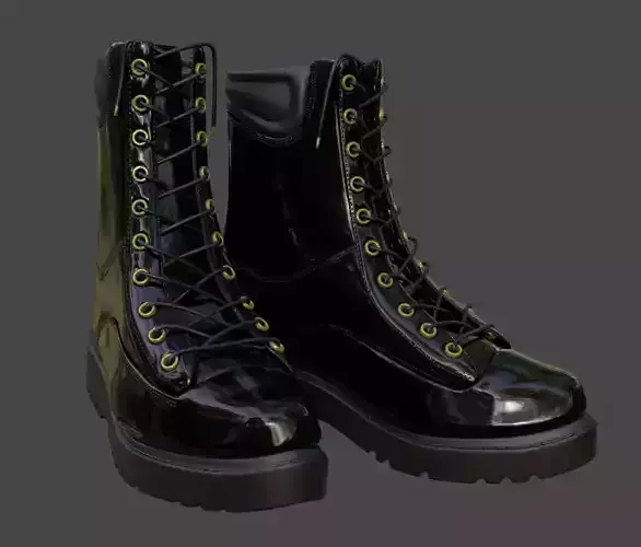 Dark shiny police boots