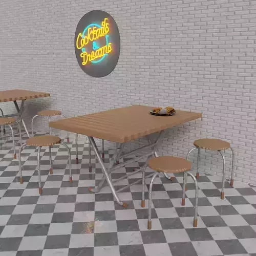 Fastfood table set 3D model