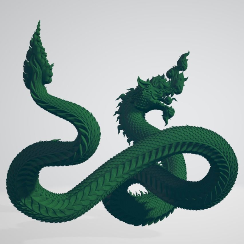 Phayanakh serpent Naga animals in Thai literature 3D print model_3