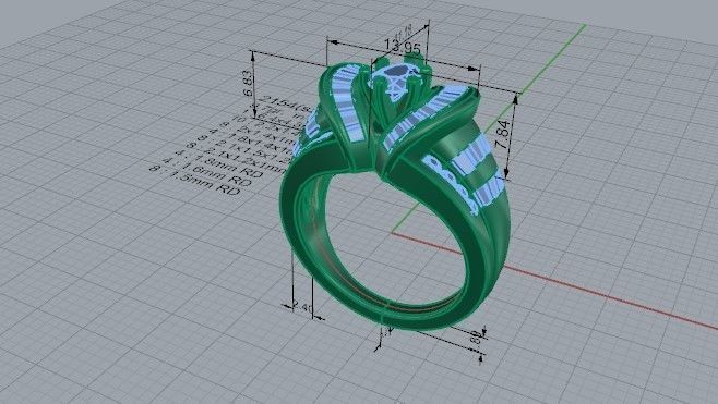 Opened Heart Diamond ring 2184 3D print model  3D print model_5