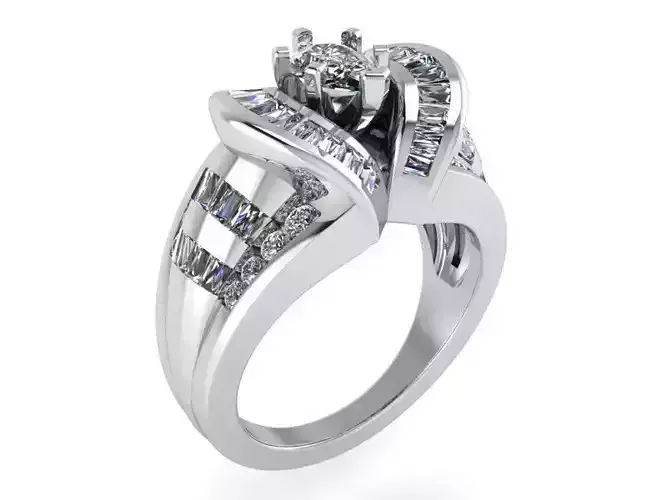Opened Heart Diamond ring 2184 3D print model 